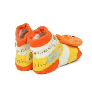 Babys World Socks Shoes With Bear Motif - Orange-19239