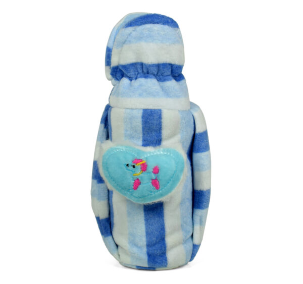 Baby Plush Feeding Bottle Cover (M) - Blue/White-0