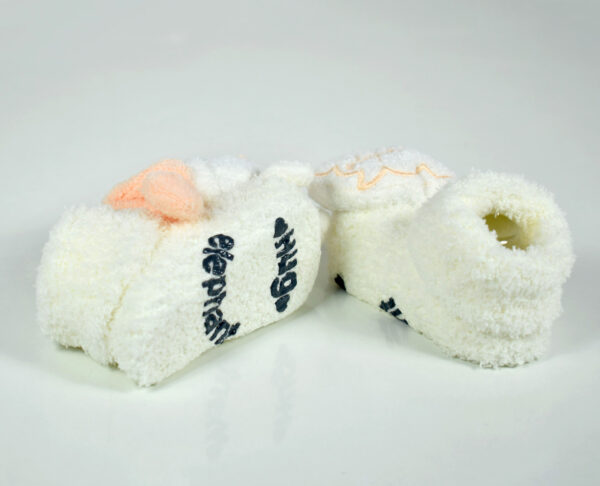 Cozie Fleece Baby Bootie (Cartoon Face) - Orange/Cream-18720