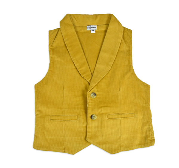 ToffyHouse Sleeveless Corduroy Waistcoat - Gold-0