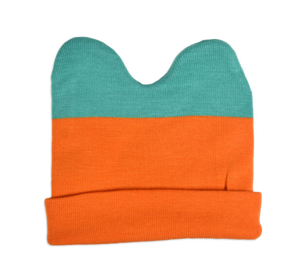 Baby Woolen Cap For Winter - Orange/Aqua-18813