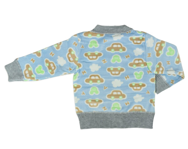 Full Sleeve Front Open Sweat Shirt (Car Print) - Sky Blue-18874