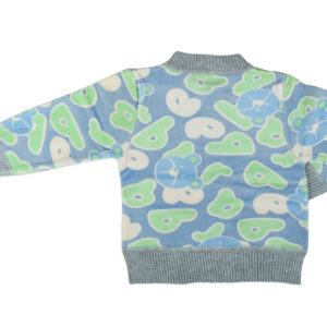 Full Sleeve Front Open Sweat Shirt (Multi Print) - Aqua/Grey-18882