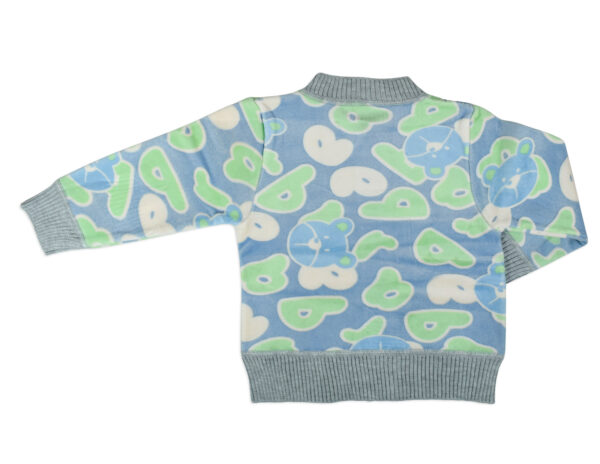 Full Sleeve Front Open Sweat Shirt (Multi Print) - Aqua/Grey-18882