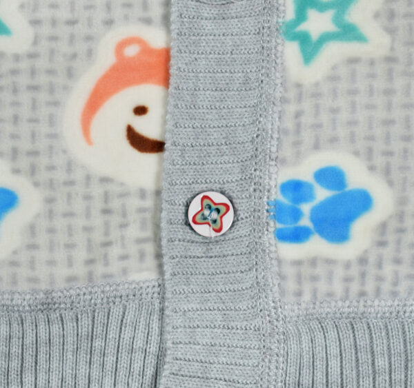 Full Sleeve Front Open Sweat Shirt (Panda Print) - Grey-18900