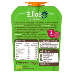 Ella's Kitchen Organic Carrots, Peas & Kale (4M+) - 120g-21424