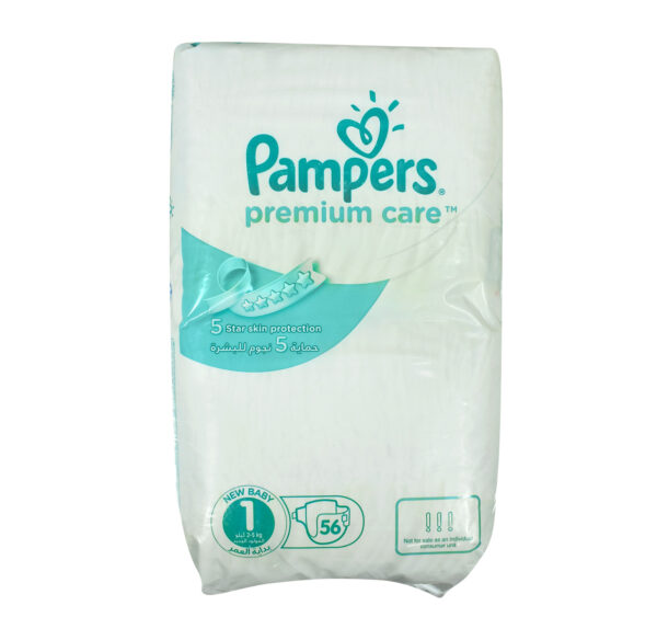 Pampers Premium Care Diapers, Size 1, Value Pack - 2-5 kg, 56 Count-0