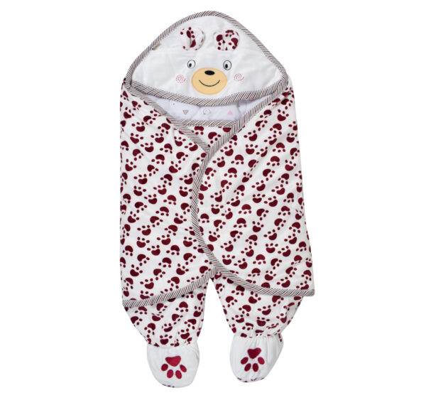 Baby Warm Quilted Wrapper - Mehroon/White-0