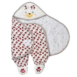 Baby Warm Quilted Wrapper - Mehroon/White-20898