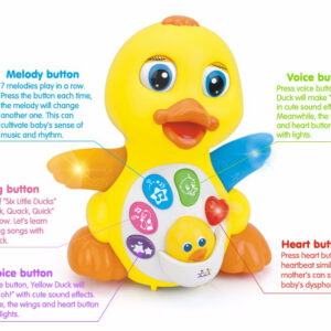 Huile Flapping Yellow Duck With Flashing Lights, Music & Universal Wheel-21433