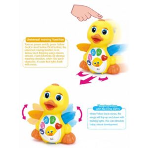 Huile Flapping Yellow Duck With Flashing Lights, Music & Universal Wheel-21431