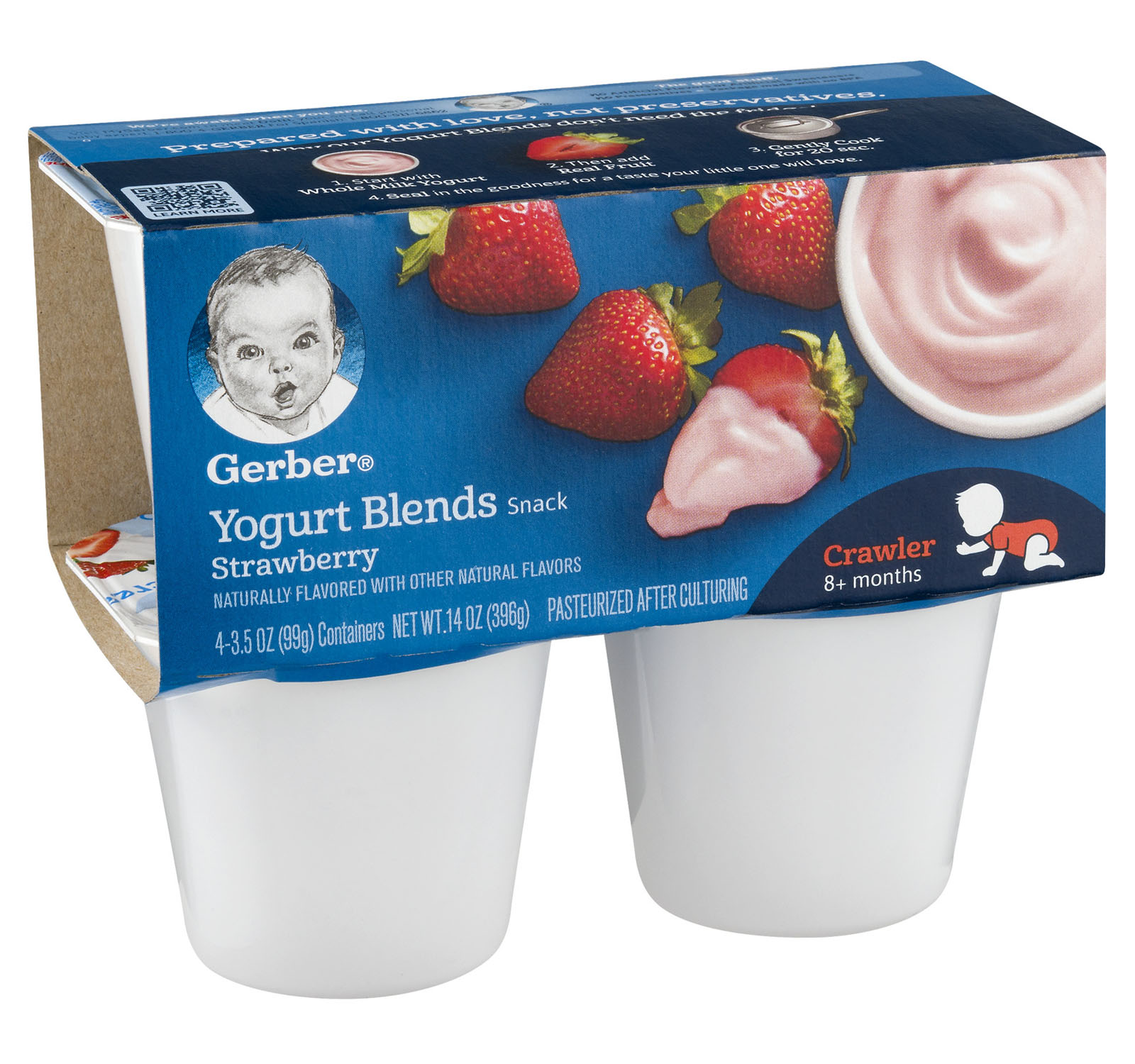 Gerber Yogurt Blends Snack Strawberry Yogurt 4-99gm Cups – Baby's World