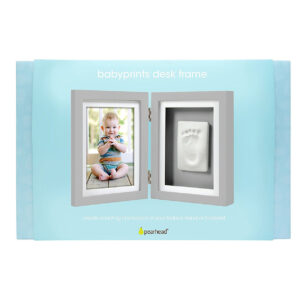 Pearhead Babyprints Newborn Baby Handprint and Footprint Desk Photo Frame & Impression Kit - White-22786