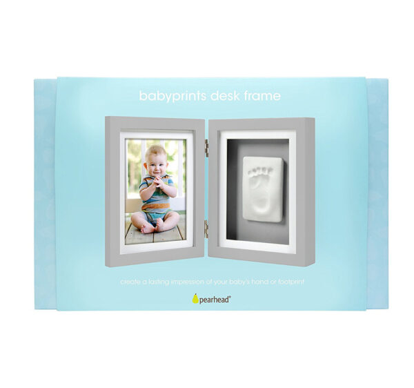 Pearhead Babyprints Newborn Baby Handprint and Footprint Desk Photo Frame & Impression Kit - White-22786