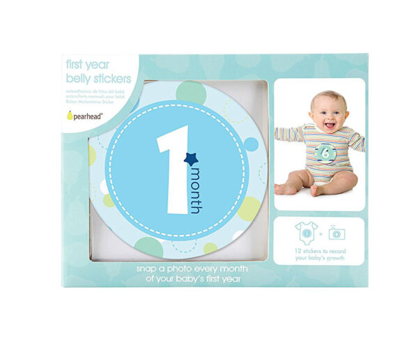 Pearhead Baby Milestone Stickers, Blue-0