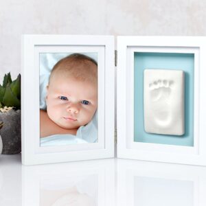 Pearhead Babyprints Newborn Baby Handprint and Footprint Desk Photo Frame & Impression Kit - White-22790