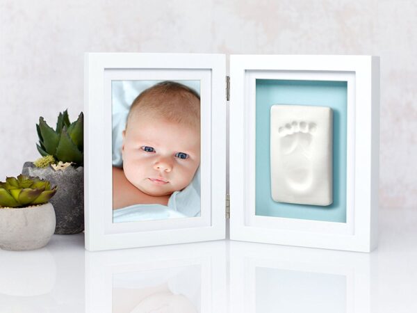 Pearhead Babyprints Newborn Baby Handprint and Footprint Desk Photo Frame & Impression Kit - White-22790