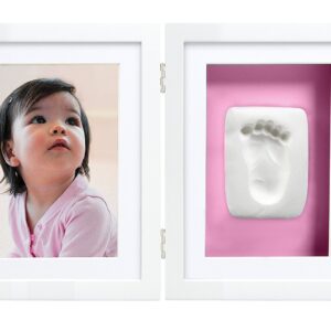 Pearhead Babyprints Newborn Baby Handprint and Footprint Desk Photo Frame & Impression Kit - White-22784