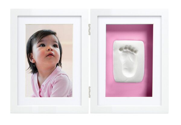 Pearhead Babyprints Newborn Baby Handprint and Footprint Desk Photo Frame & Impression Kit - White-22784