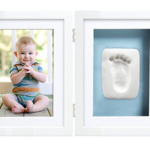 Pearhead Babyprints Newborn Baby Handprint and Footprint Desk Photo Frame & Impression Kit - White-22788