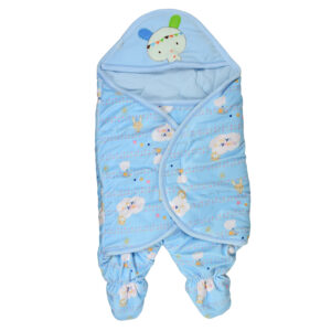 Hooded Baby Swaddle, Romper Style - Sky Blue-0