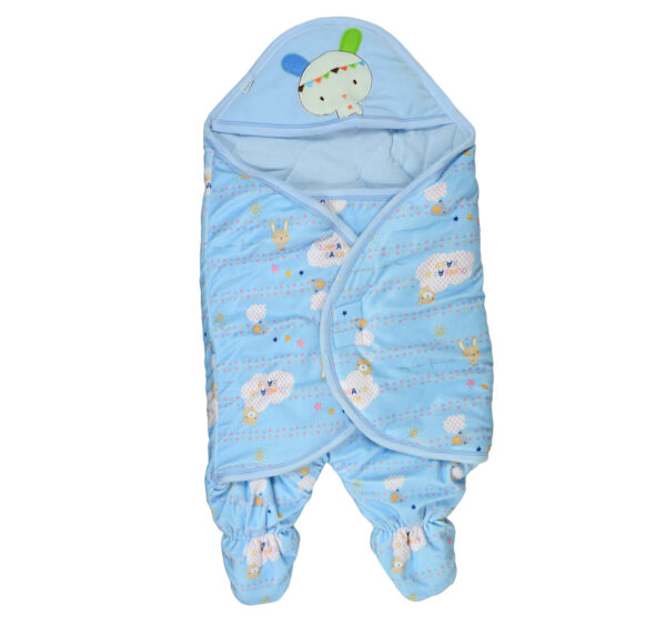 Hooded Baby Swaddle, Romper Style - Sky Blue-0