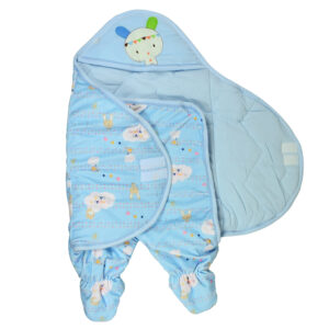 Hooded Baby Swaddle, Romper Style - Sky Blue-21529