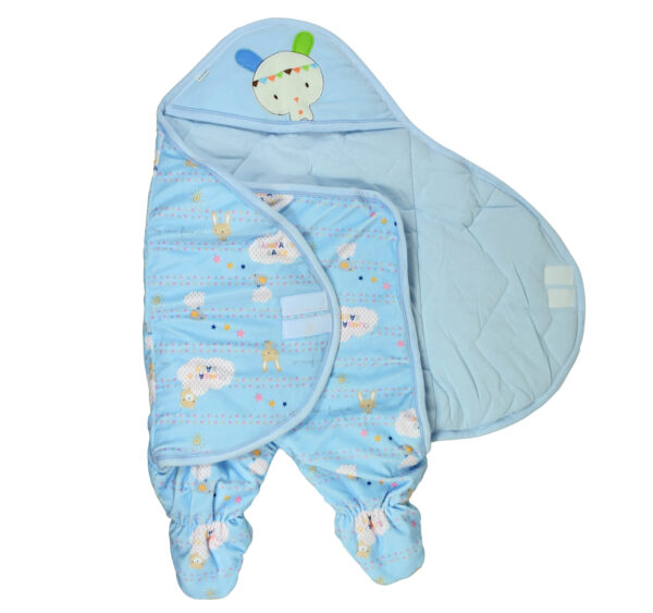 Hooded Baby Swaddle, Romper Style - Sky Blue-21529