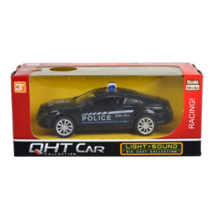 Light + Sound Pull Back Police Racing Car - Black-0