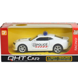 Light + Sound Pull Back Police Racing Car - White-0