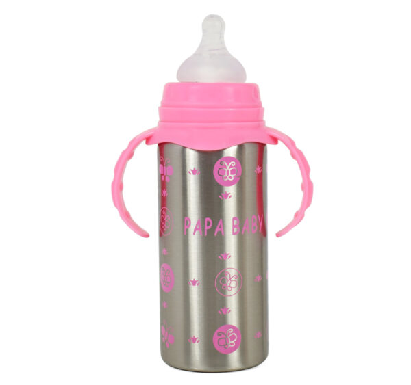 Papa Baby Multipurposable Steel Feeding Bottle - Pink-21750