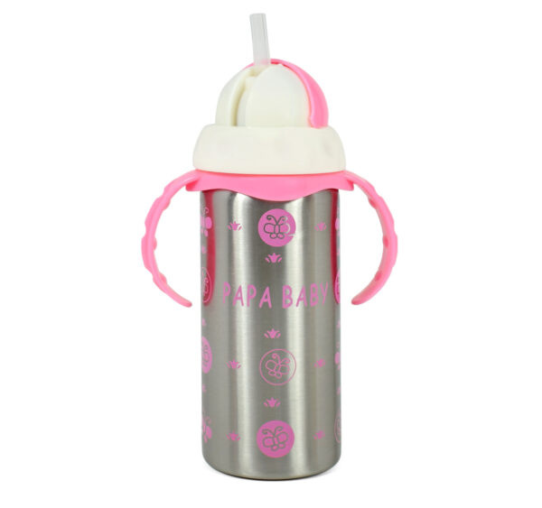 Papa Baby Multipurposable Steel Feeding Bottle - Pink-21751