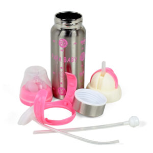 Papa Baby Multipurposable Steel Feeding Bottle - Pink-21749