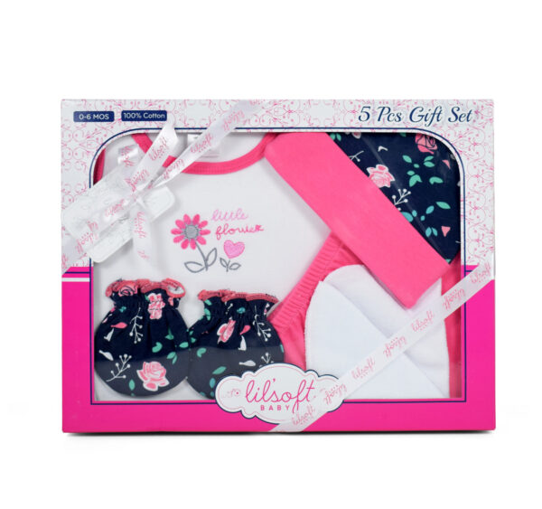 New Born Baby Gift Set, 5 Pieces - Pink-0