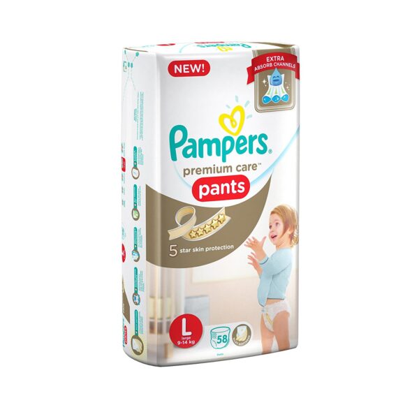 Pampers New Premium Care Large Size Diapers Pants - 58 Count-23839