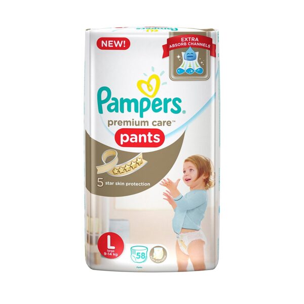 Pampers New Premium Care Large Size Diapers Pants - 58 Count-0