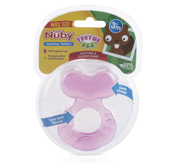 Nuby Silicone Soothing Teether with Bristles - Pink-23460