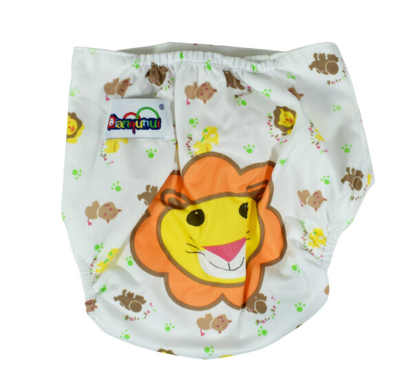 Free Size Reusable Cloth Diaper With Insert (Lion Print) - Multicolor-0