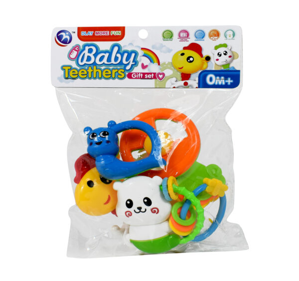 Baby Teether Cum Rattle Set - Multicolor-0