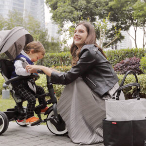 Qplay 6-in-1 Baby Stroller Tricycle with Push Bar - Grey-23430