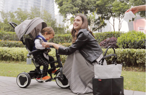 Qplay 6-in-1 Baby Stroller Tricycle with Push Bar - Grey-23430