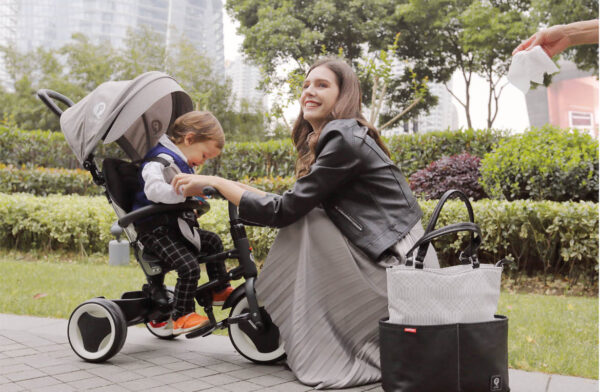 Qplay Rito 6-in-1 Baby Stroller Tricycle with Push Bar - Black-23452