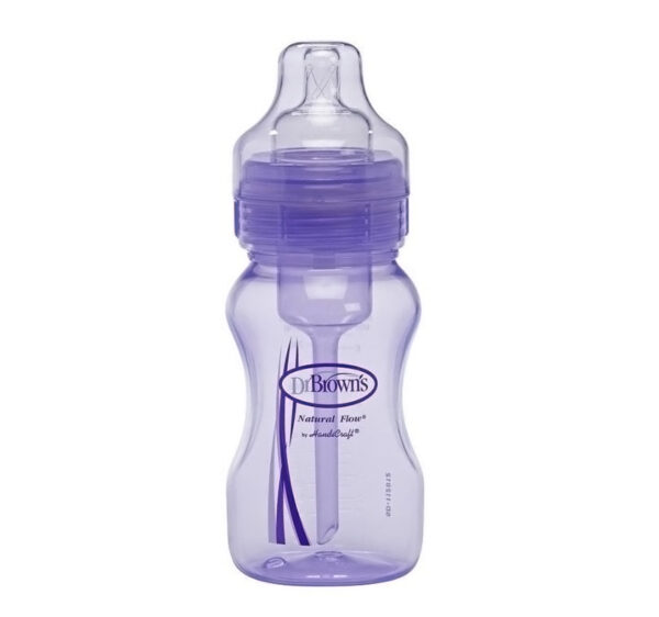 Dr Brown Natural Flow Special Edition Feeding Bottle, Wide Neck (Purple) - 270ml-24726