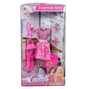 4-in-1 Doll Houses, 4 Side Packing Doll & Accessories - Pink-24319