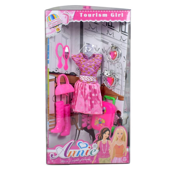 4-in-1 Doll Houses, 4 Side Packing Doll & Accessories - Pink-24319