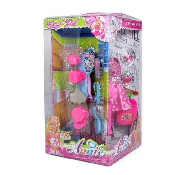 4-in-1 Doll Houses, 4 Side Packing Doll & Accessories - Pink-24318