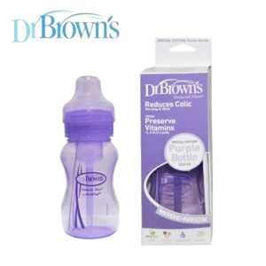 Dr Brown Natural Flow Special Edition Feeding Bottle, Wide Neck (Purple) - 270ml-0