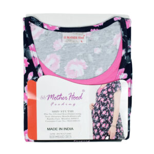 Mother Hood Maternity Nighty Gown (Flower Print) - Black-24149