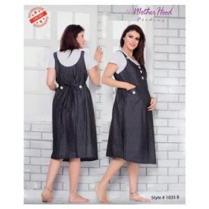 Mother Hood Maternity Nighty Gown - Black/White-24171