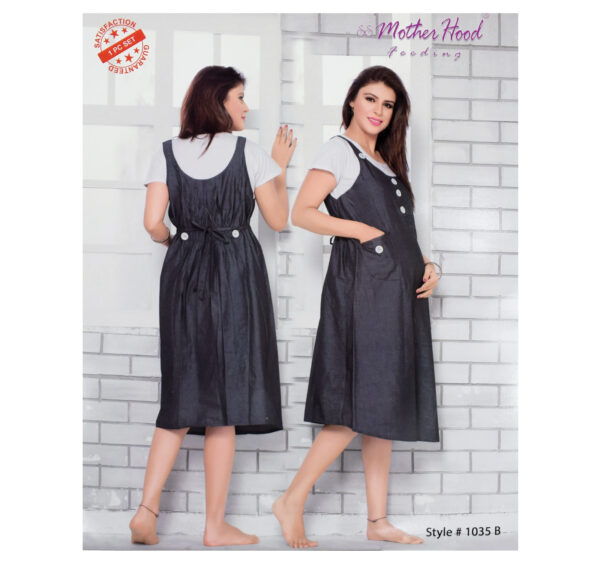 Mother Hood Maternity Nighty Gown - Black/White-24171